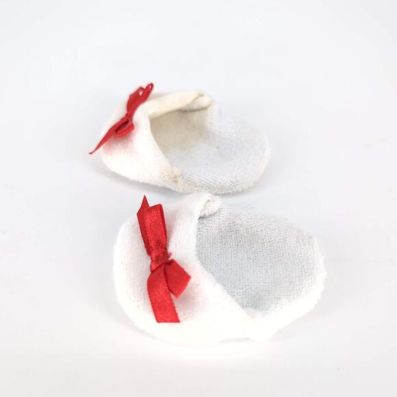 Unbranded White Fabric Doll Slippers/Slides with Red Ribbons for 18" Dolls - GUC - Picture 7 of 12